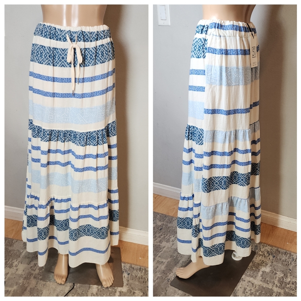 NWT Civico 51 Italy Cotton Blend Pull On Midi Maxi Skirt Est Size Small Medium